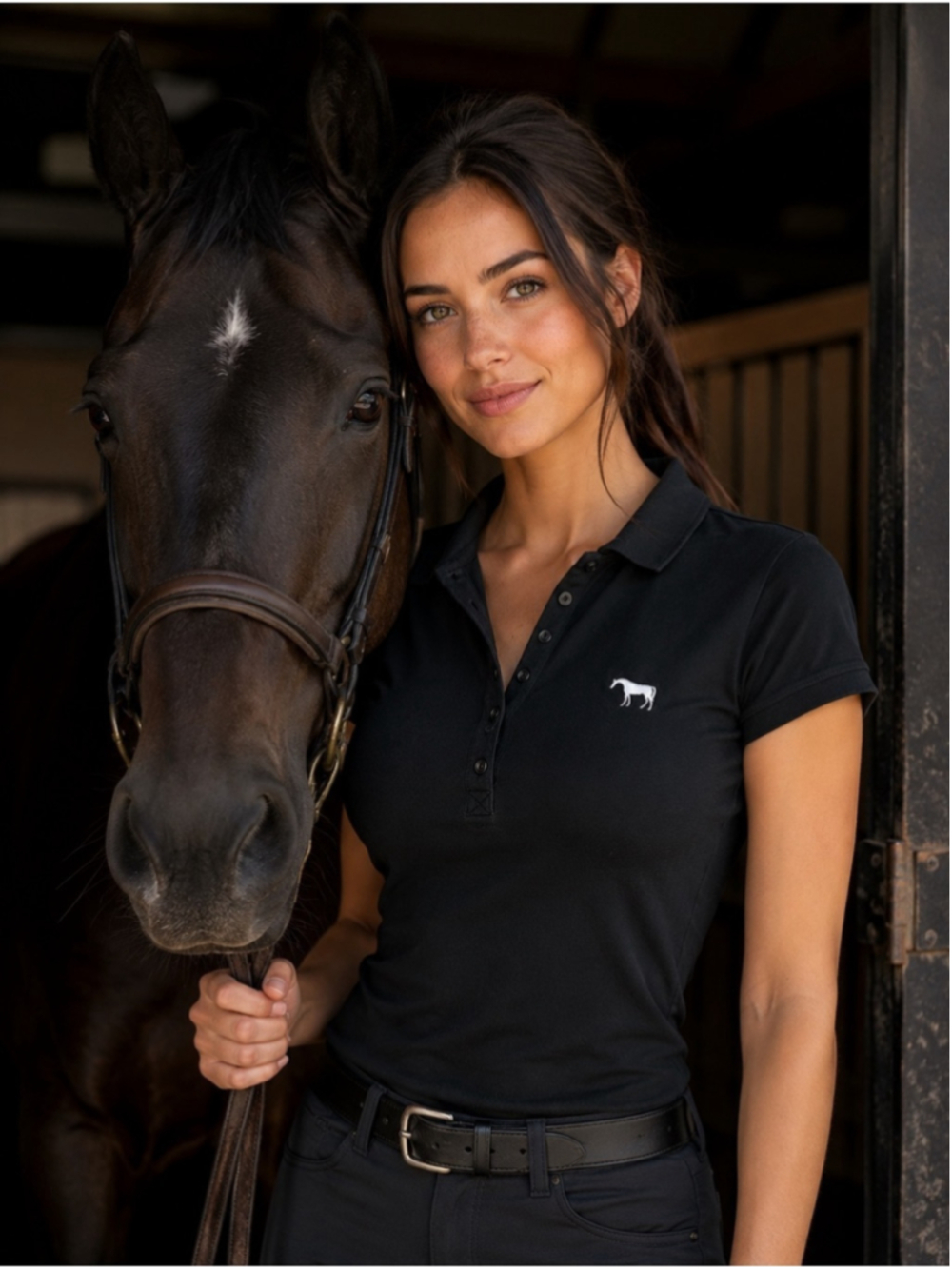 Aerion Layla Polo black Womens Small stretch cotton Equestrian